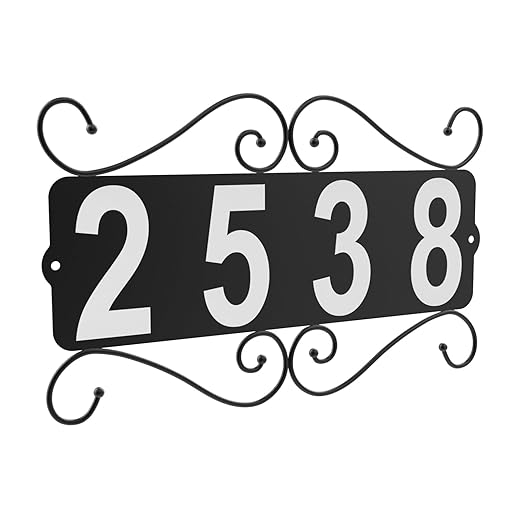 Metal Address Plaque, Address Number, Waterproof, Horizontal & Vertical Mounted Address Sign for House Home Office Street Yard Mailbox (style)