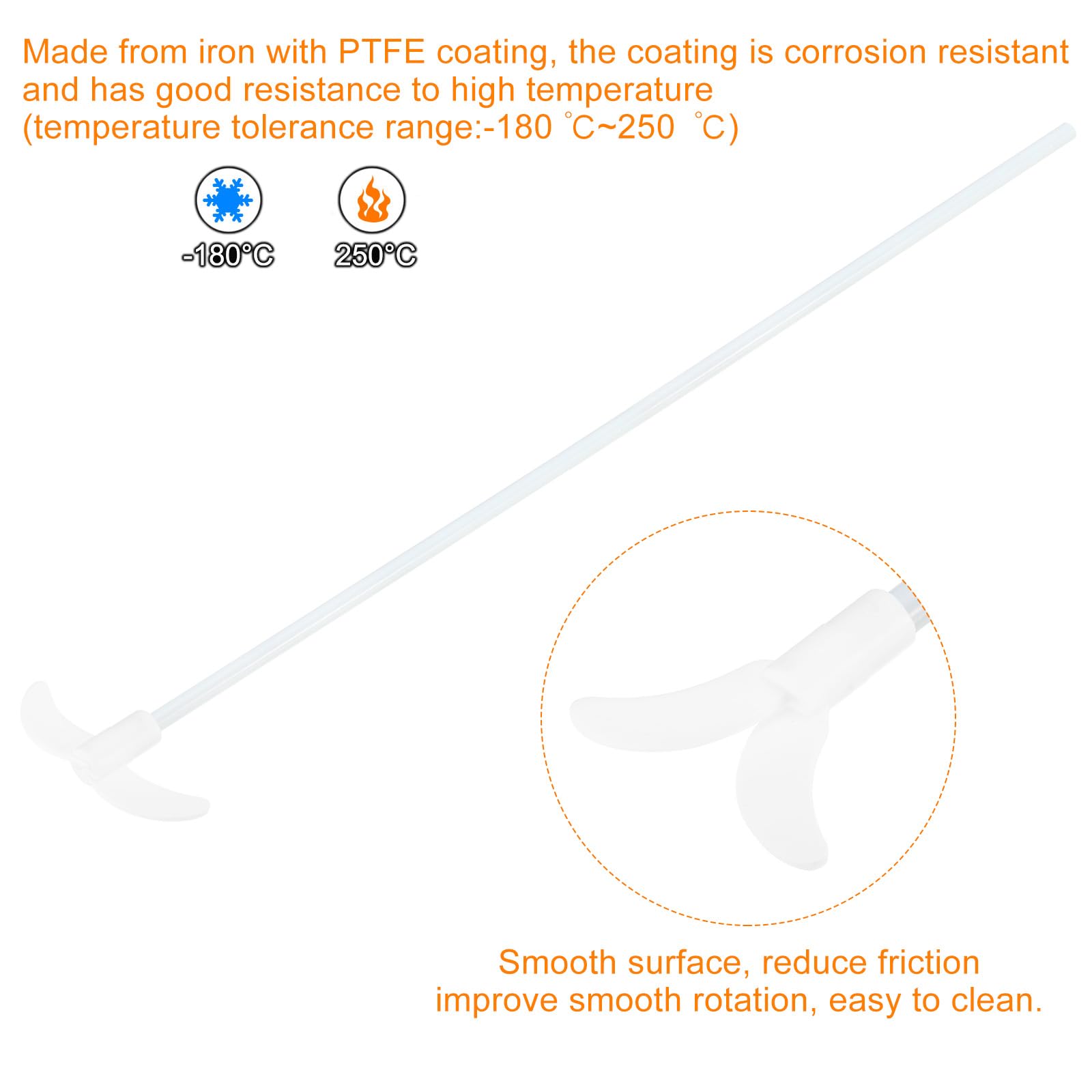 QUARKZMAN Asta di Miscelazione Elettrica in PTFE 600x100mm per Agitatore Elettrico con Pala Pieghevole per Laboratorio