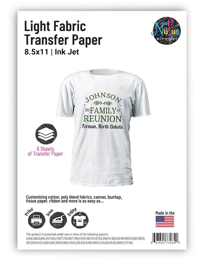Special Promotional Pricing: NuFun Activities Inkjet Printable Iron-On Heat Transfer Paper, Light Fabrics, 8.5 x 11 inch (6 Sheets)