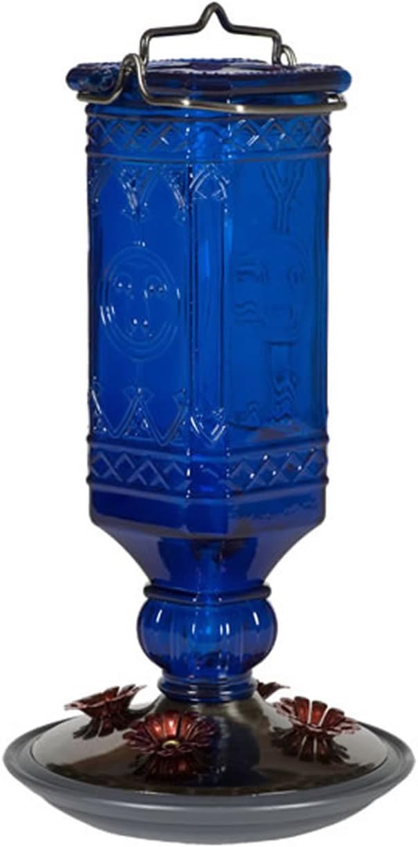 Perky-Pet 8117-2 Square Antique Glass Bottle Hummingbird Feeder - 16 Ounces