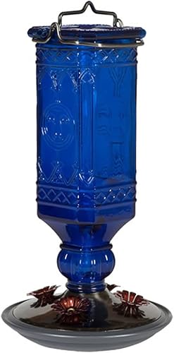Perky-Pet 8117-2 Botella antigua azul de cobalto para alimentar colibríes 16onzas