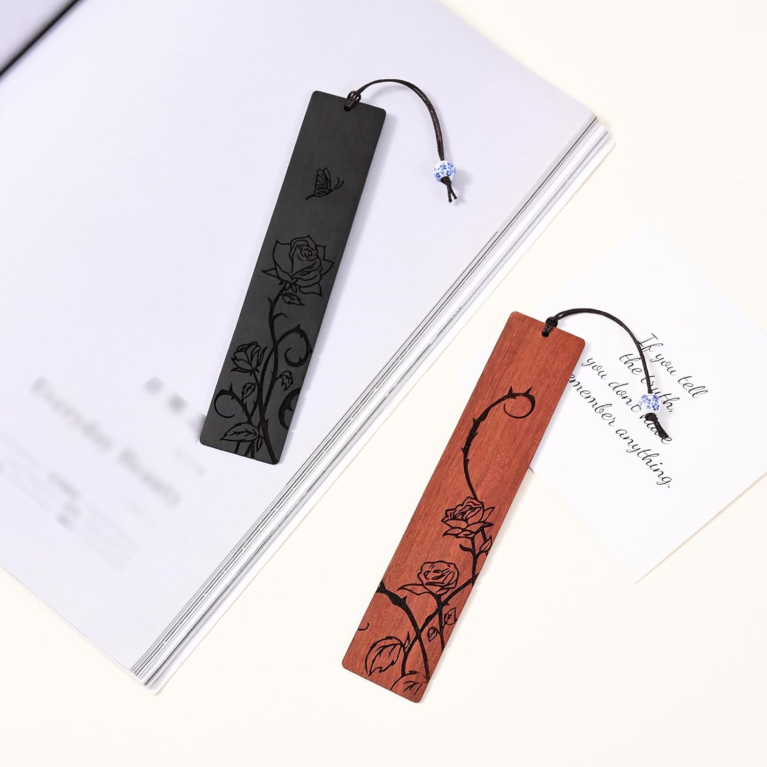 Cute Bookmarks for Women, Pretty Flower Bookmarks Rose Wooden Book Markers for Women, Bookish Gifts (Rose) - Image 6