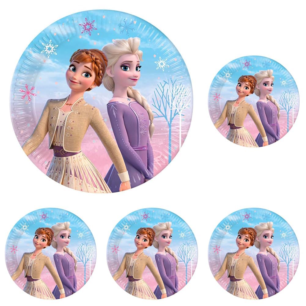 Platos desechables de 23 cm de Frozen 2: pack de 5 cajas con 8 unidades de cartón