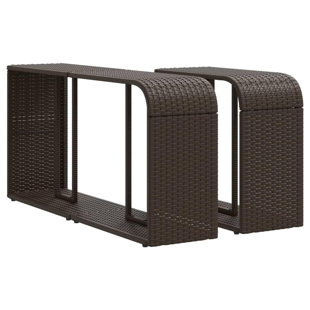 2er Set Gartenregal aus Poly-Rattan Braun, Stabiles Standregal für Garten, Terrasse und Poolbereich, Modulares Aufbewahrungsregal