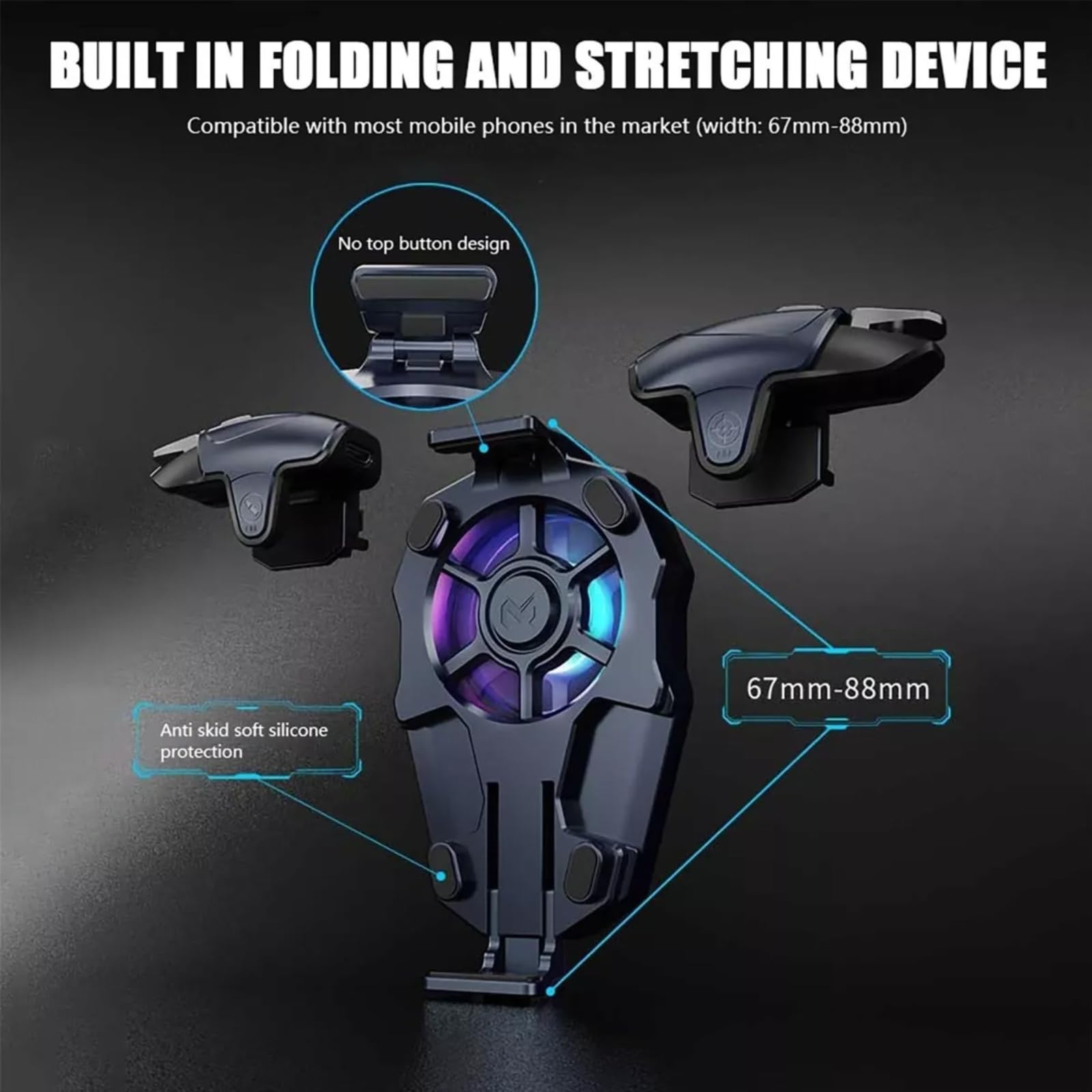 Controller di Gioco Mobile con Ventola di Raffreddamento, Gamepad Joystick Trigger Gioco Mobile, Luce RGB, a 3 Velocità, Batteria a Lunga Durata, Radiatore di Gioco