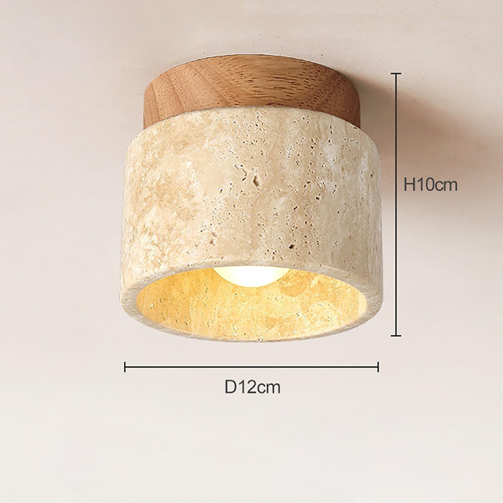 Lampa sufitowa Vintage Kreatywność, Trawertyn Żółty Naturalny Abażur Lampa sufitowa Drewno Wiszące Do Salonu Kuchnia Korytarz Sypialnia