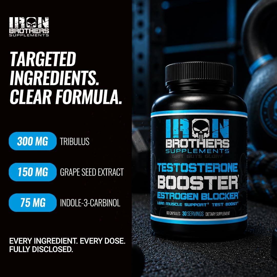 Testosterone Booster for Men with Estrogen Blocker - Natural Anti-Estrogen Supplement to Increase Libido & Strength - Boost Muscle Growth & Weight Loss - Indole 3 Carbinol & Tribulus -60 Capsules — Amazon image 8