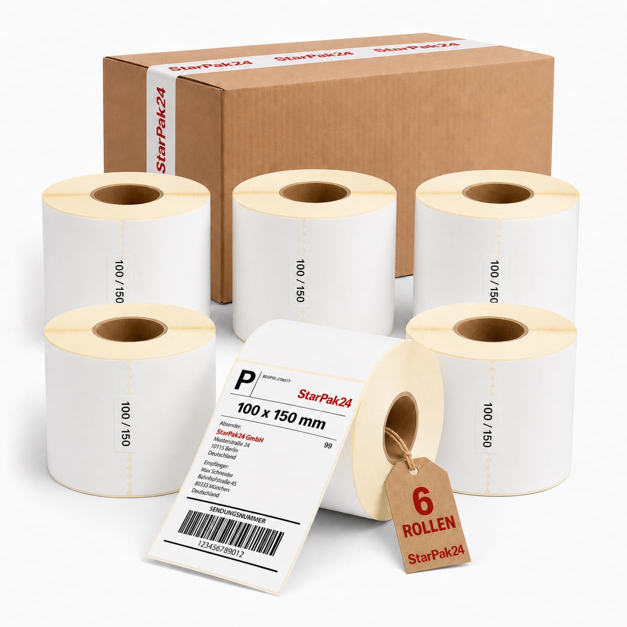 Thermoetiketten 100 x 150 mm Selbstklebend auf Rolle (6)