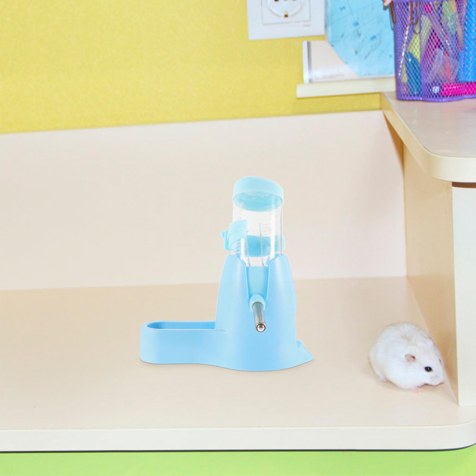 Comedero Automático para Hámster con Botella de Agua 4piezas Plástico | Doble Uso, Base con Soporte Incluida, Limpieza Sencilla y Funcionamiento Silencioso para Aves y Roedores