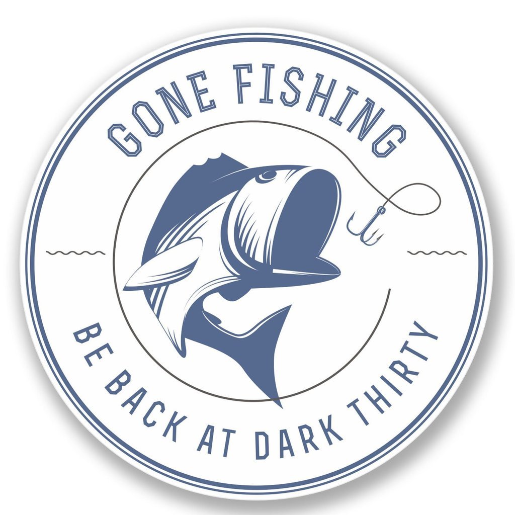 Destinationvinyl Multi 2 X 10Cm/100Mm Gone Fishing Window Cling Sticker Car Van Campervan Glass #4300