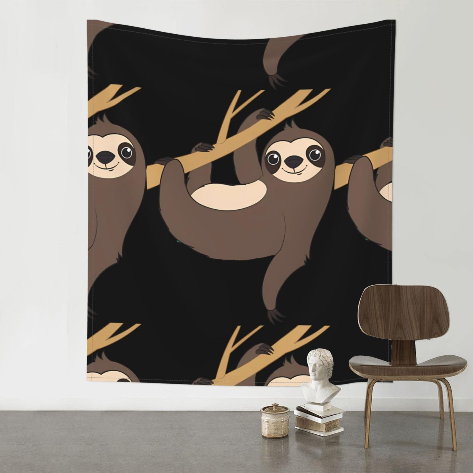 YYHWHJDE Sloth Prints 60x51in Wall Tapestry – High-Grade Polyester Throw for Dorm, Beach & Home Decor
