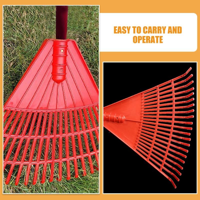 POPETPOP Gardening Rake Plastic Lawn Rake with 21 Tines for Efficient Leaf and Grass Removal Outdoor Yard Tool for Lawn Leveling and Garden Care