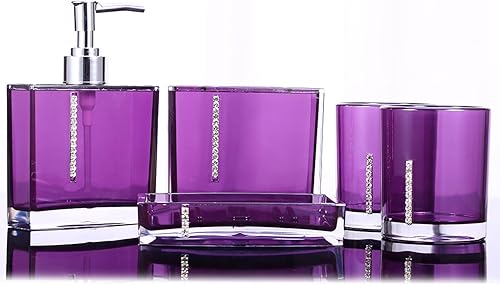 Miniatura 5 de Accesorios de baño Jabonera Acrílico 5Pc Set Acrílico Accesorios de baño Taza de baño Botella Cepillo de dientes Jabonera