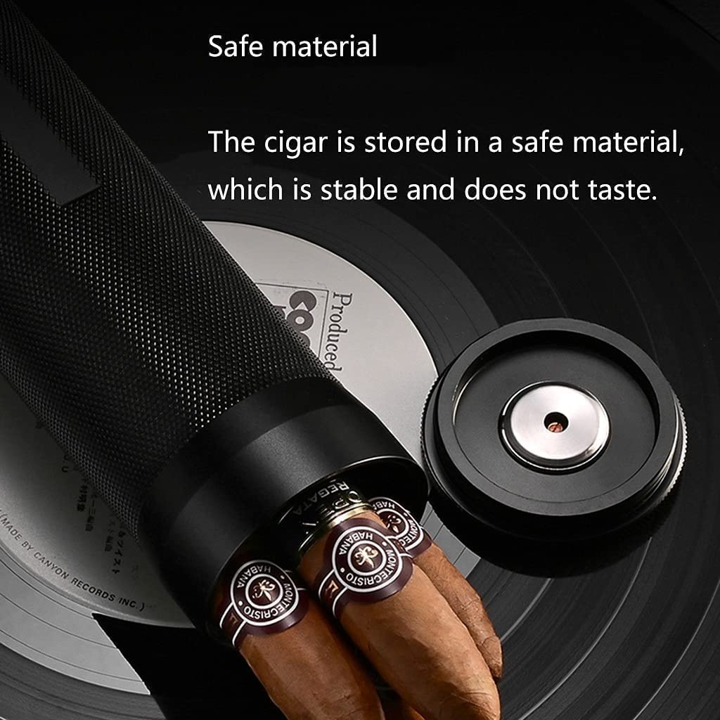 ZUMAHA Humidor Scatola Scatola per sigari in Acciaio Inossidabile, Tubo per sigari da Viaggio con Mini igrometro, portasigari per 3-4 sigari, umidificatore Leggero Portatile Personalizzato