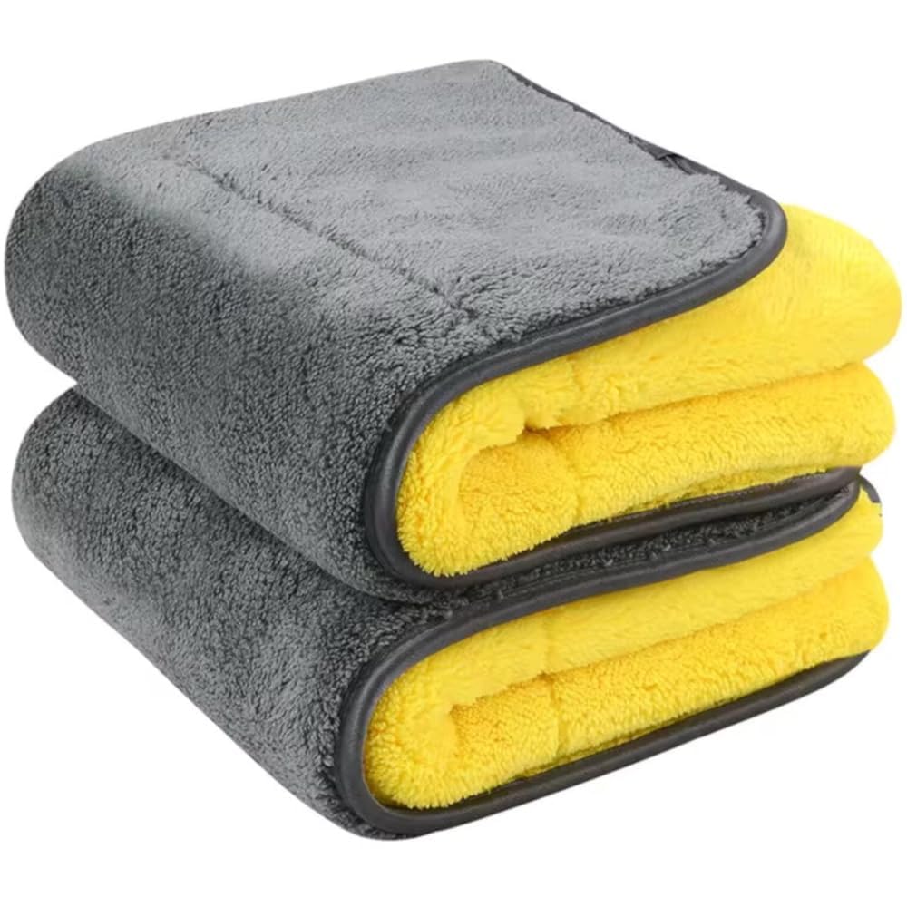 Universal Hub Microfiber Double Layered Cloth 800 GSM, Microfiber Cleaning Cloths Perfect for Bike Auto Cars for Interior and Exterior, Multipurpose Cloth (40cm x 40cm) (2, 40 * 40 CM)