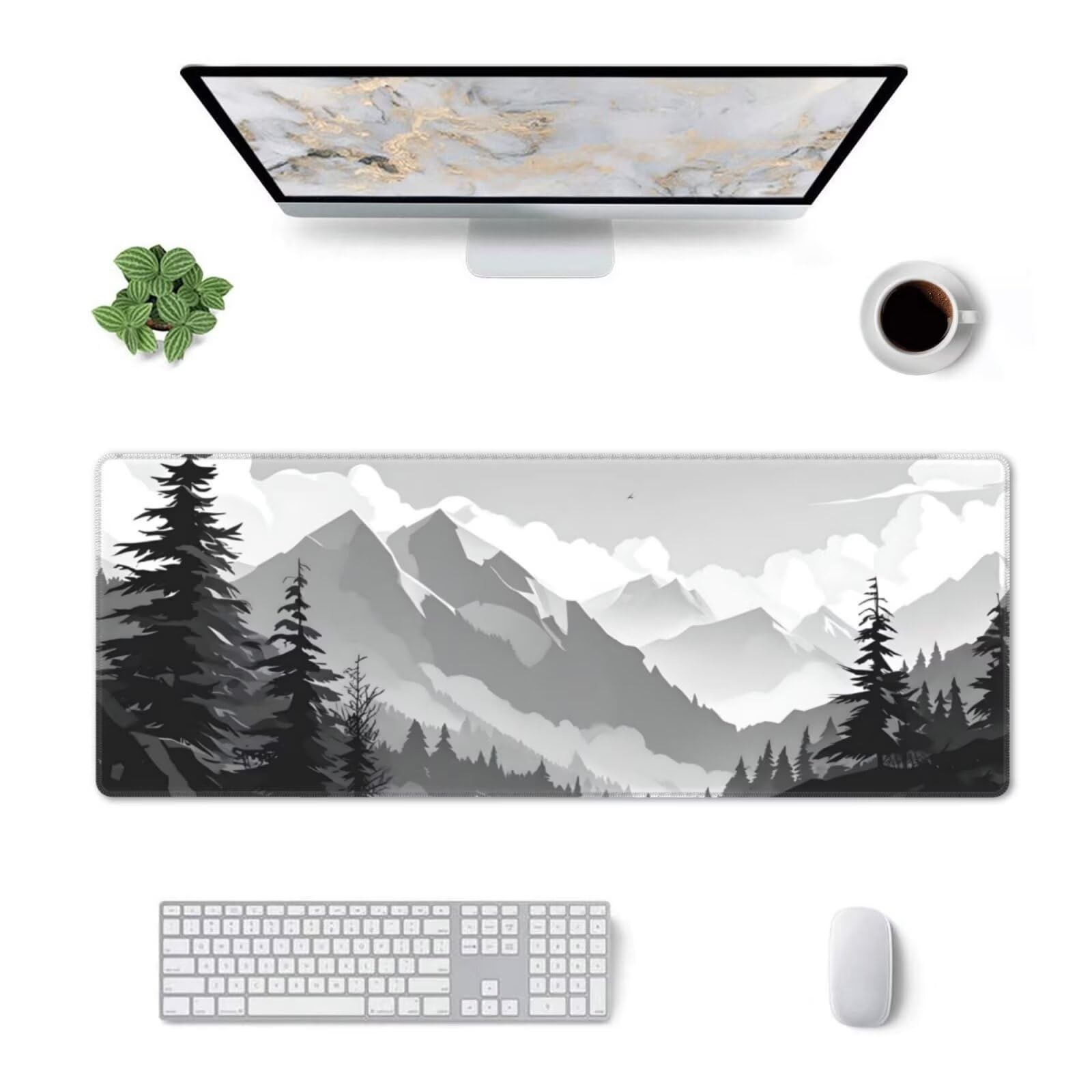 Tappetino Mouse, Tappetino Mouse Gaming Grande XXL 1500x800x3mm Tappetino Scrivania Mouse Pad, Base in Gomma Antiscivolo, Bordi Cuciti,Lavabile, Mousepad per Ufficio e Gaming (catena montuosa) R-582