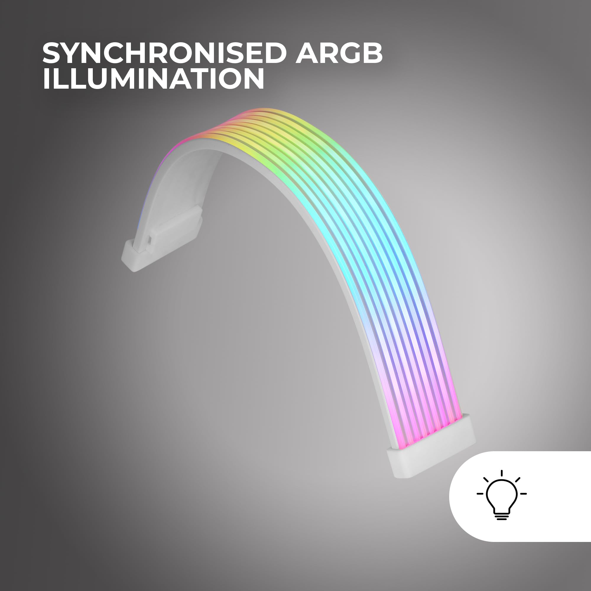 Mars Gaming MCA-16X Câble d'Alimentation ARGB 16PIN PCIe pour Carte Graphique LED Ultra-lumineuses Silicone Flexible