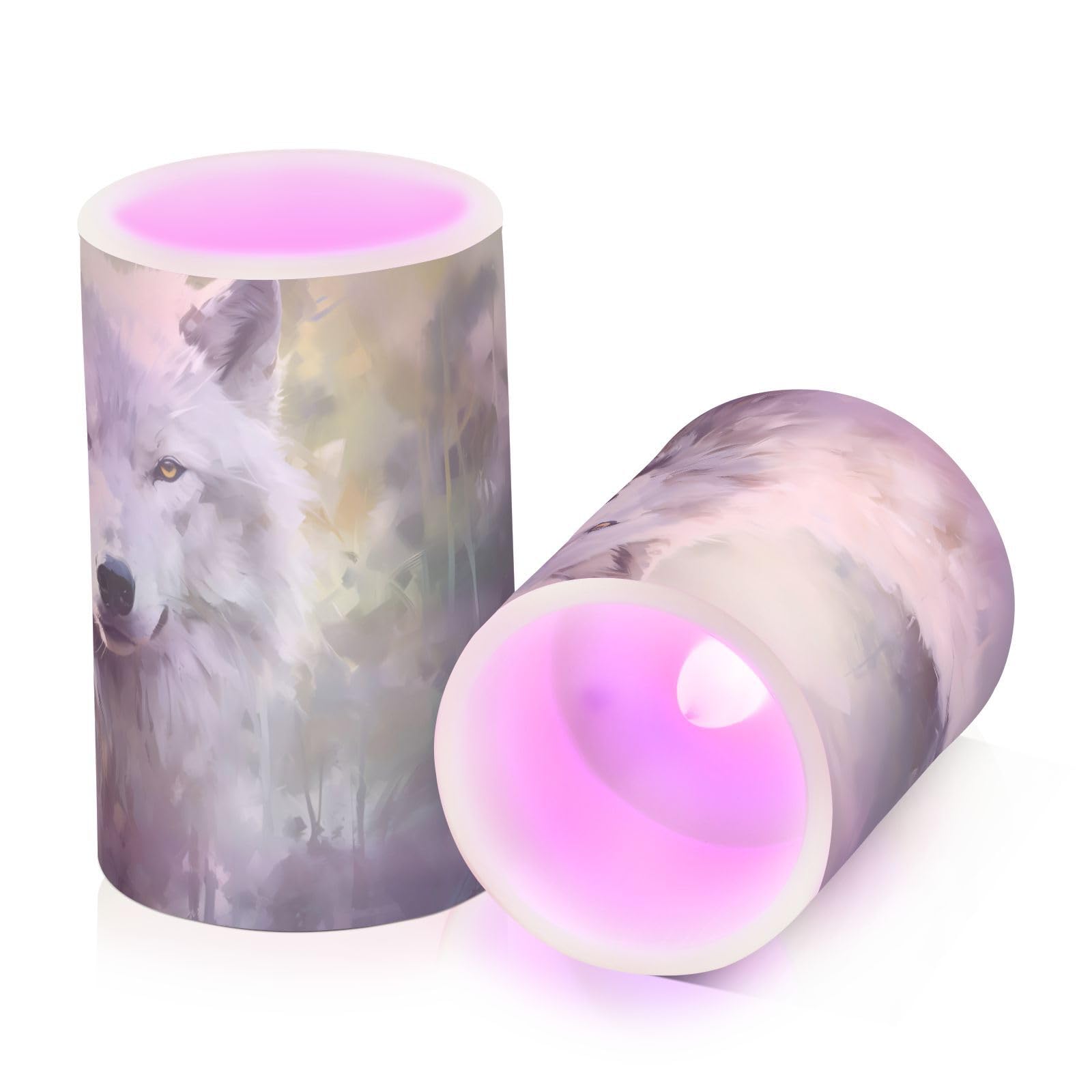 ALAZA Wolf (71) Flickering Flameless Candles Battery Operated with Remote Timer,Tea Light Candles LED Pillar Votive Candles Set of 2 for Outdoor Indoor Decorations
