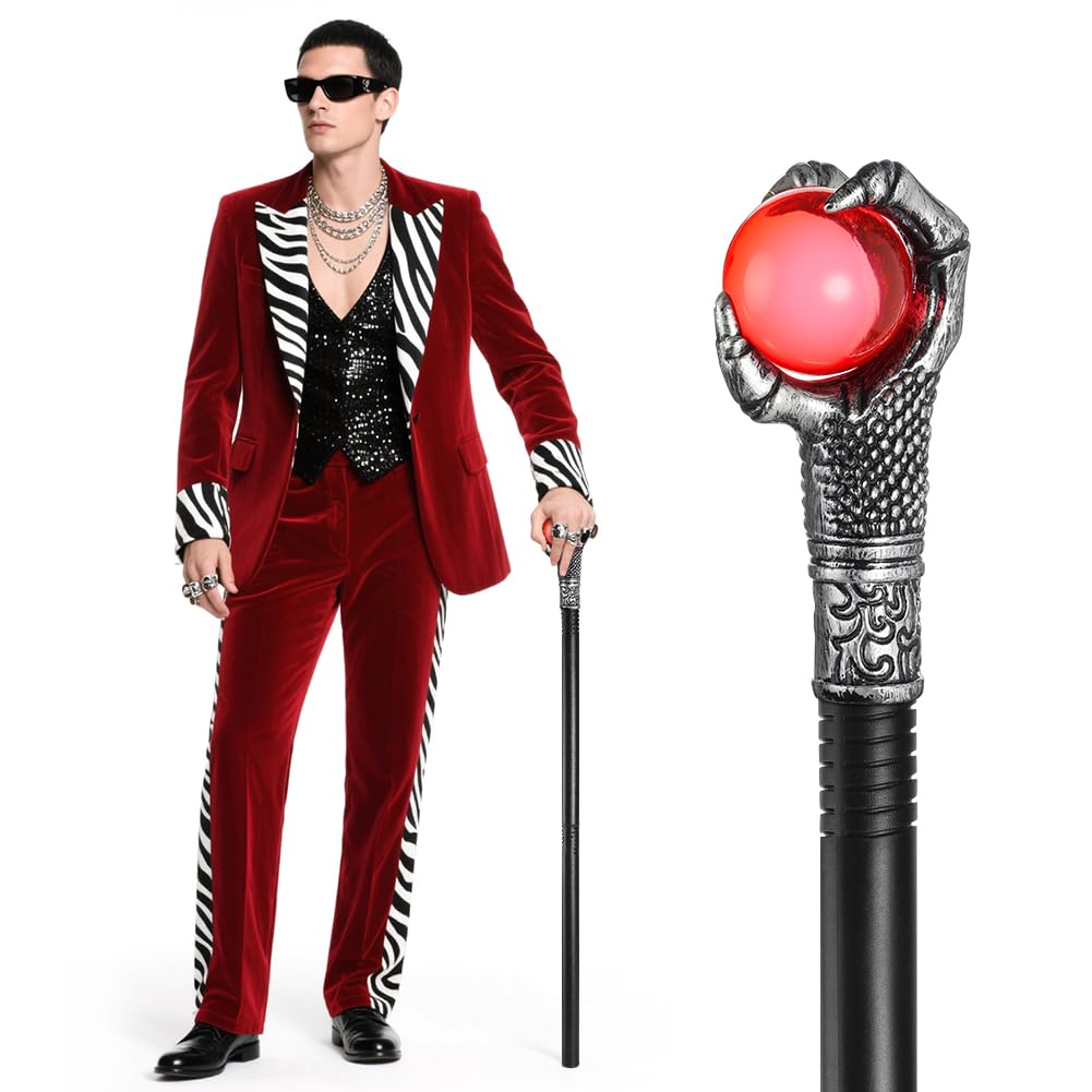AUYAO Halloween Claw Ball Cane Prop Stick Royal King Scepter Toy Claw Red Ball Wand Adults Claw Ball Cane Stick Staff for Dress up Themed Events Stage Shows(78cm/30.71inch)