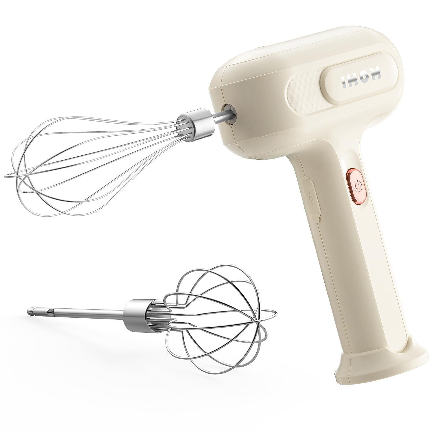 Hand Mixer- IHM-1001E Hand Mixer Electric Handheld with USB Rechargeable 3 Speed Self-Control Electric Mixer with 304 Stainless