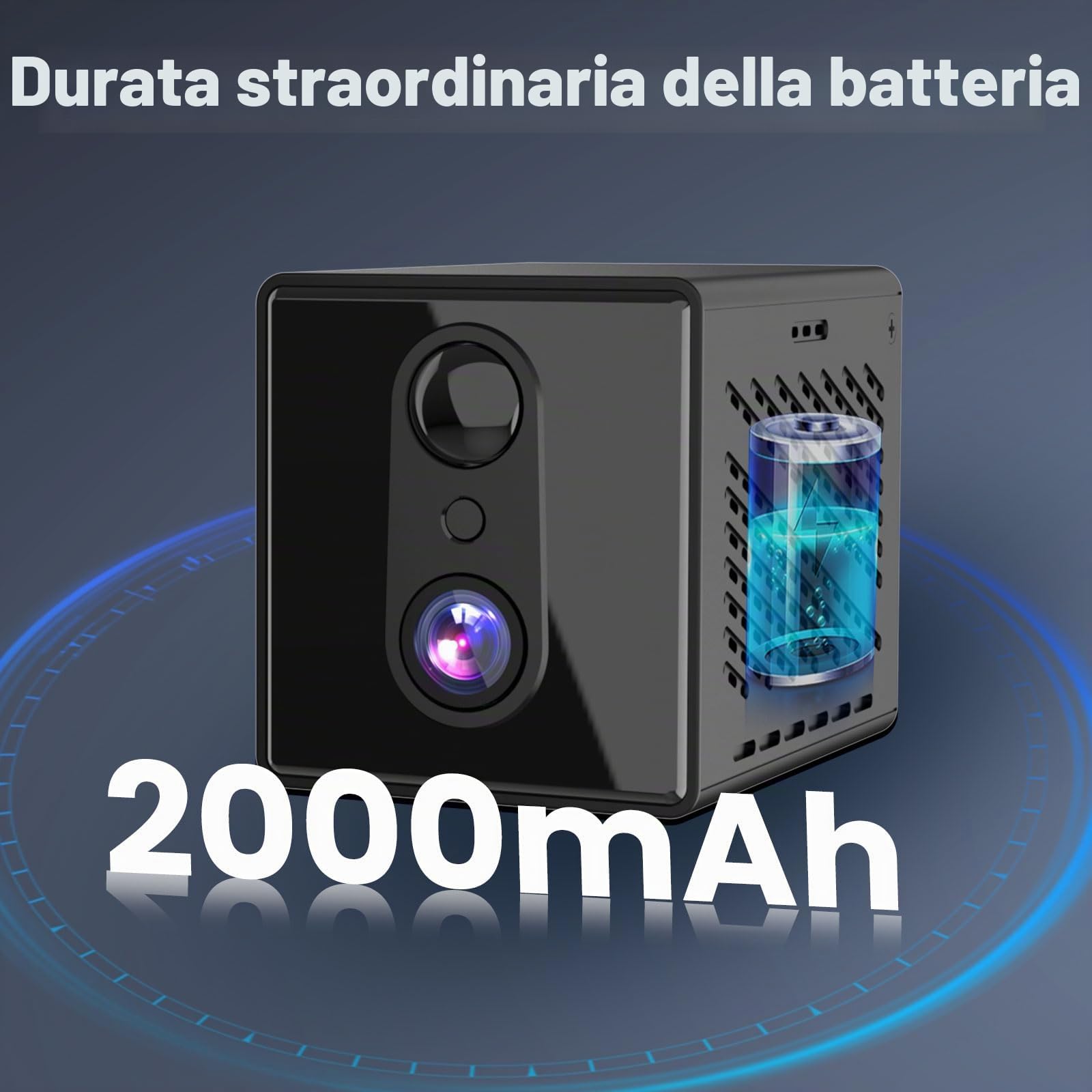 aidowocam Mini telecamera, 5G WiFi telecamera di sorveglianza interna, telecamera di sorveglianza interna, archiviazione cloud gratuita, batteria a lunga durata in standby, rilevatore di movimento