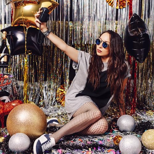 Image of MEETINGU Black Star Balloons, Foil Mylar Balloons for Birthday Party Wedding ngagement Party Celebration Holiday Show Party Decorations(10psc,18 Inch)