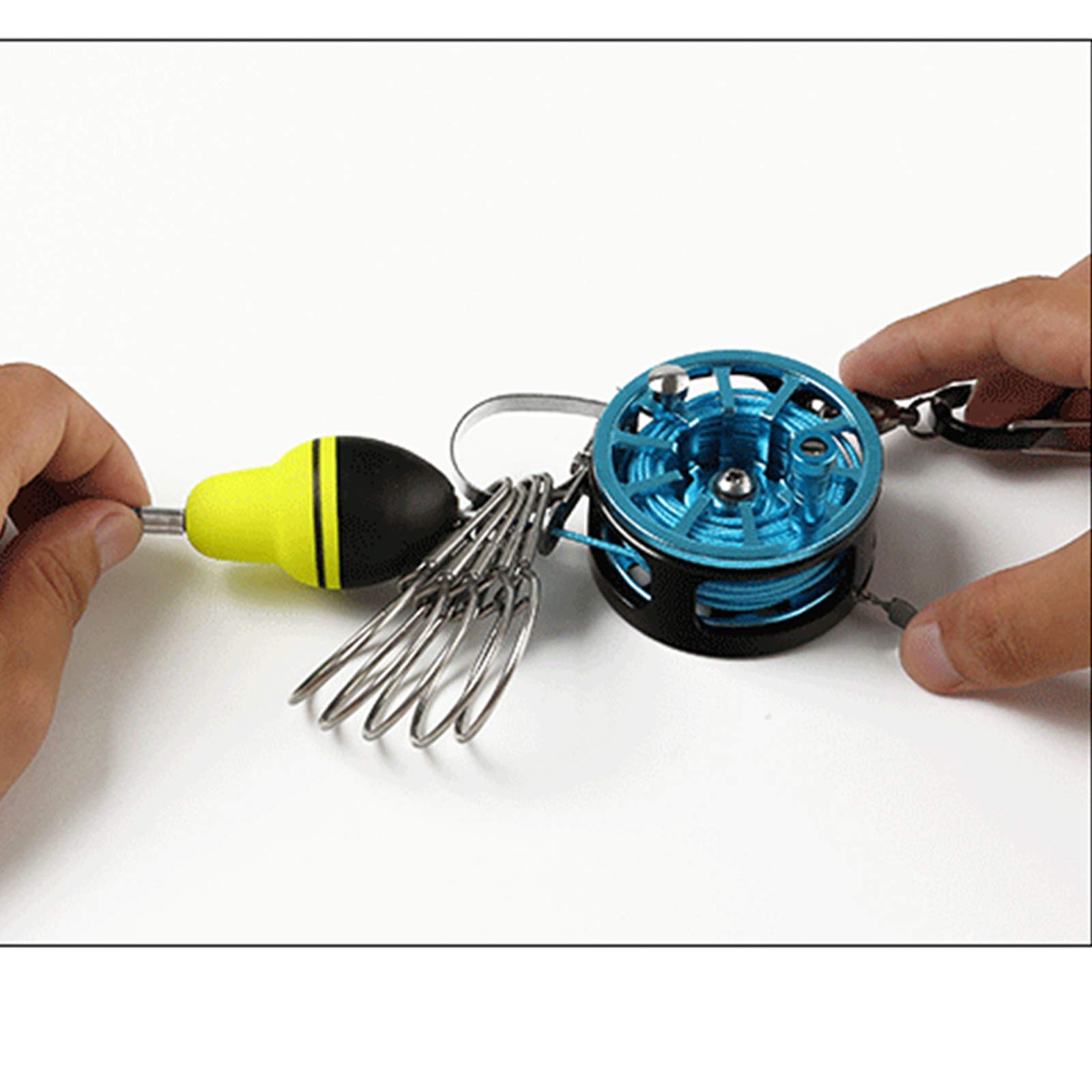 Joyeee stringer pesca de 6 m, con 8 cables de bloqueo de pescado de acero inoxidable kit de soporte de broches, carrete de acero inoxidable, herramientas de pesca, gris
