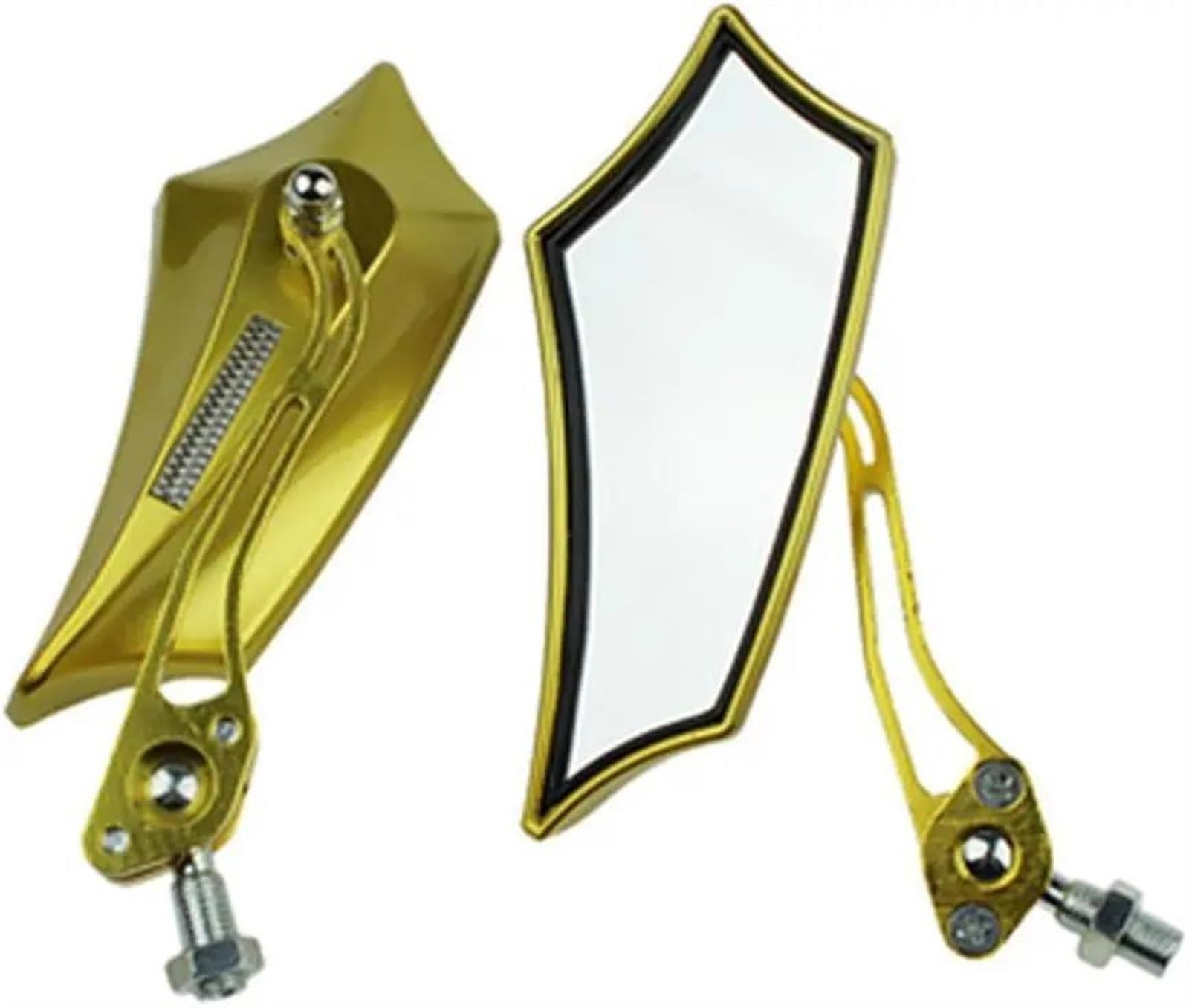 Specchietti retrovisori universali per Moto da 8 mm e 10 mm, per Moto, Bici, Scooter, ATV, Bicicletta, con Adattatore da 10 mm (Oro, Taglia Unica)