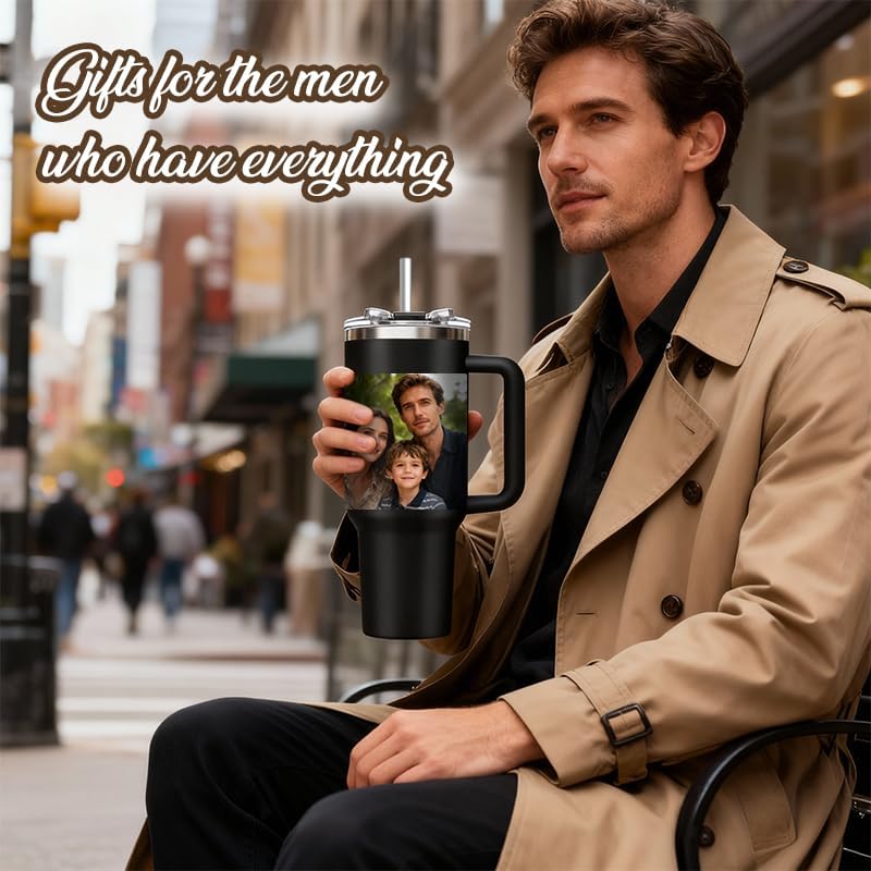 Personalized 40oz Tumbler with Picture Text Name, Employee Appreciation Gifts, Personalized Birthday Gifts for Men Women, Custom Water Bottle Travel Coffee Mug, Anniversary Valentine Gifts - Image 7