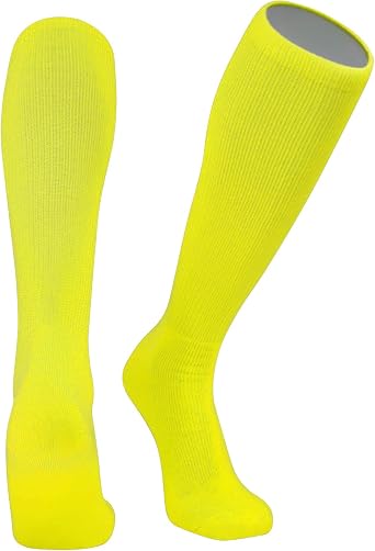 PEAR SOX Allsport Knee High Socks - Moisture Wicking Athletic Tube Socks with Arch and Ankle Support Neon Yellow, L