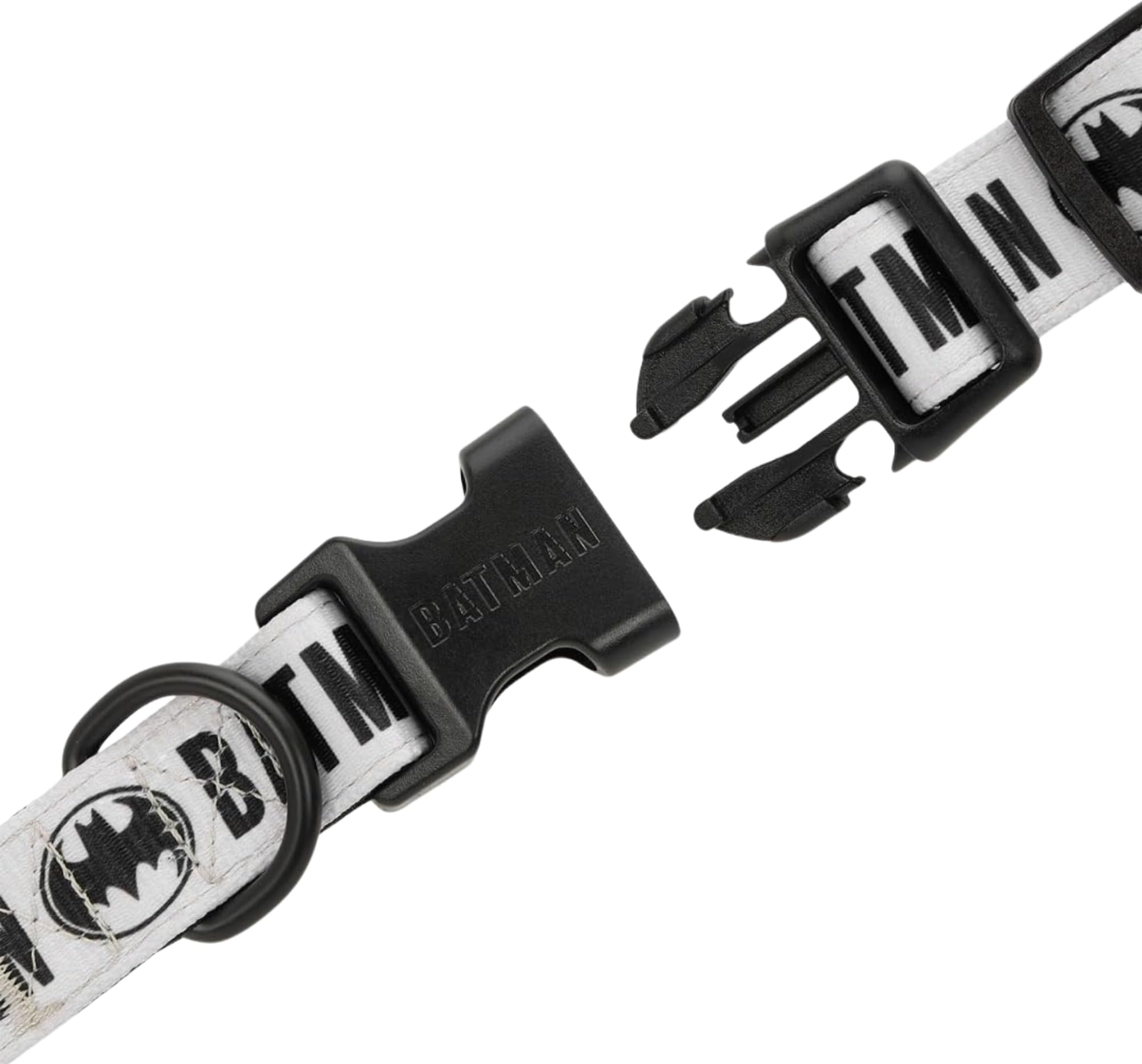 Batman Adjustable Dog Collar for All Breeds & Sizes | Polyester Pet Collar with Quick-Release Buckle & Metal D-Ring | (Large)