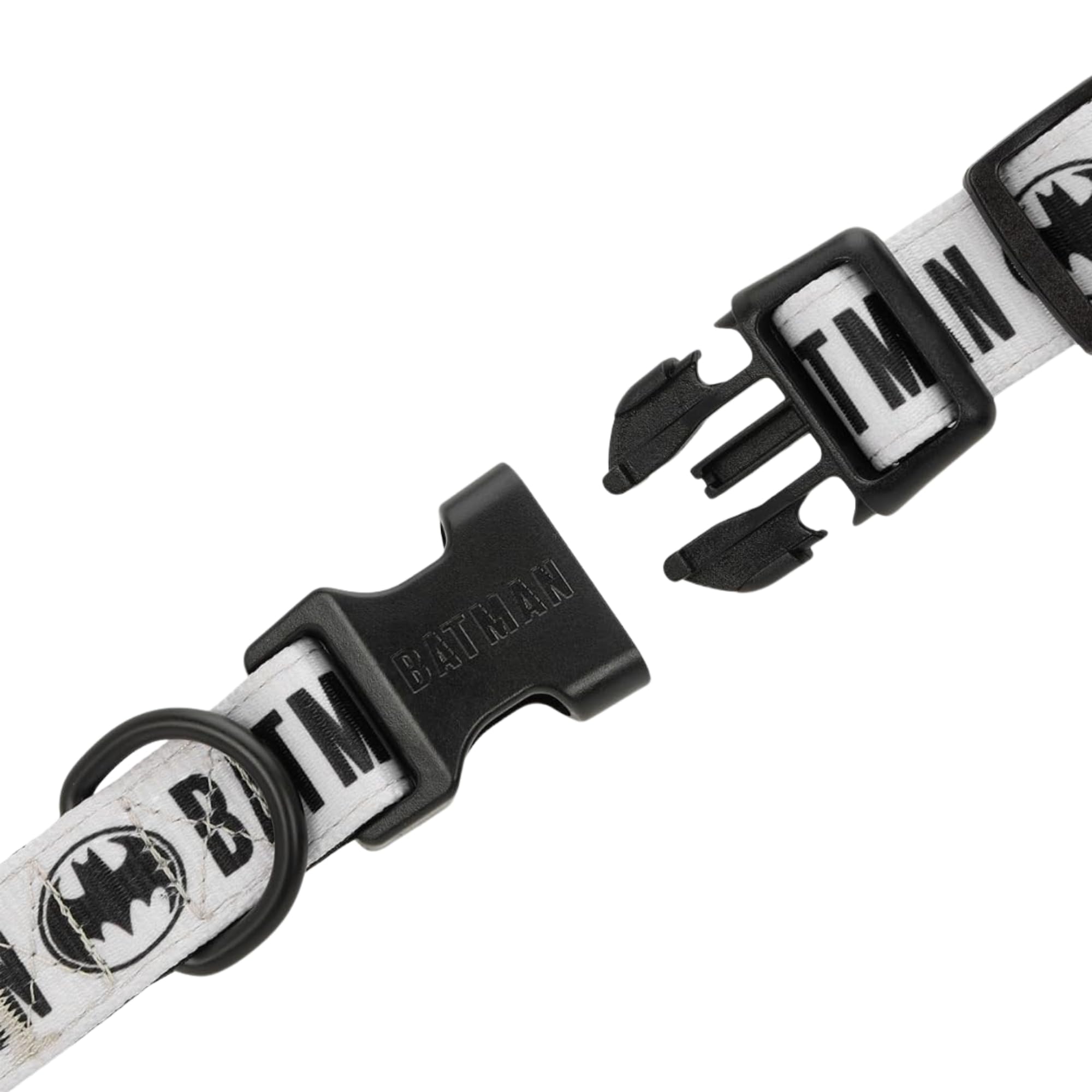 Batman Adjustable Dog Collar for All Breeds & Sizes | Polyester Pet Collar with Quick-Release Buckle & Metal D-Ring | (Medium)