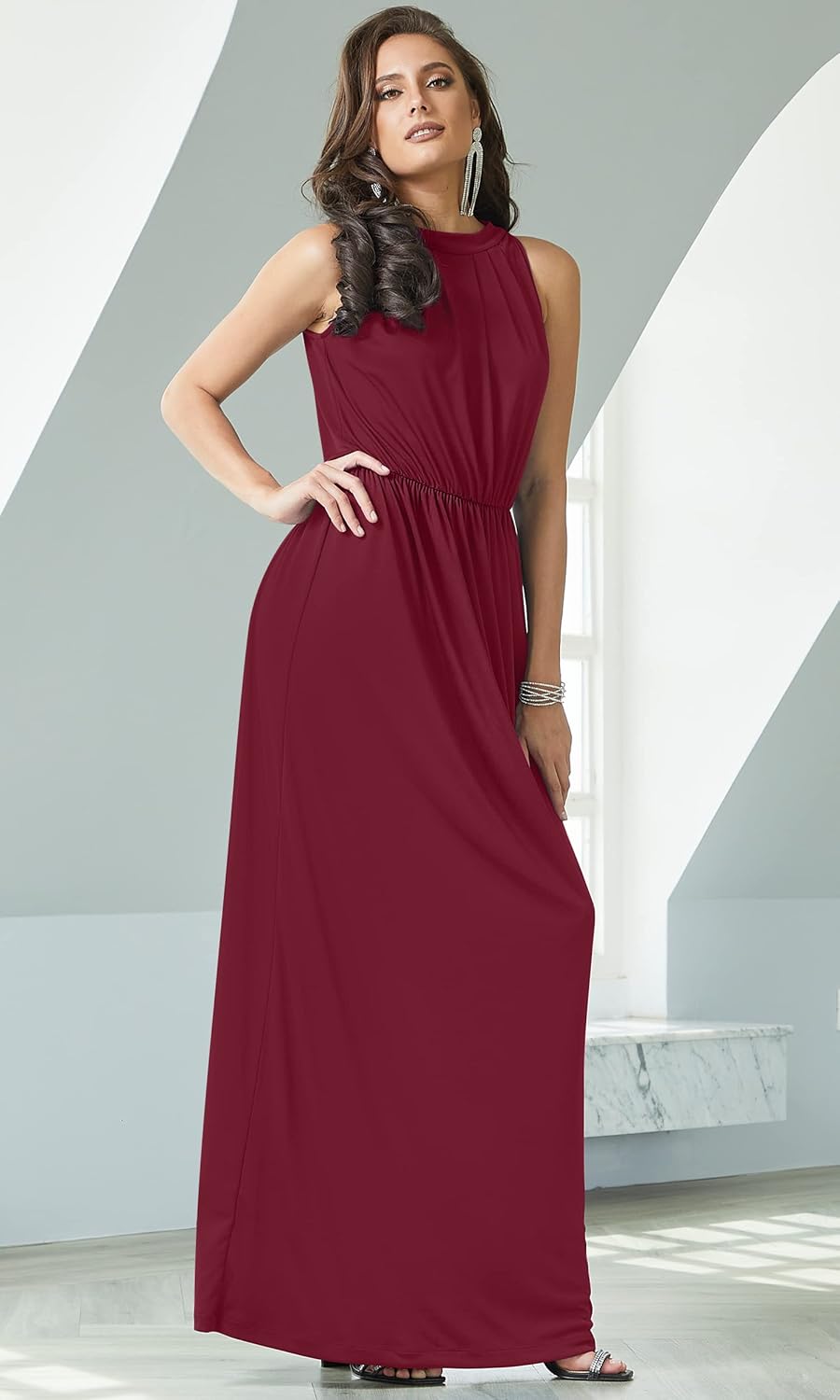 KOH KOH 2026 Sexy Sleeveless Flowy Summer Casual Formal Gown - Image 2