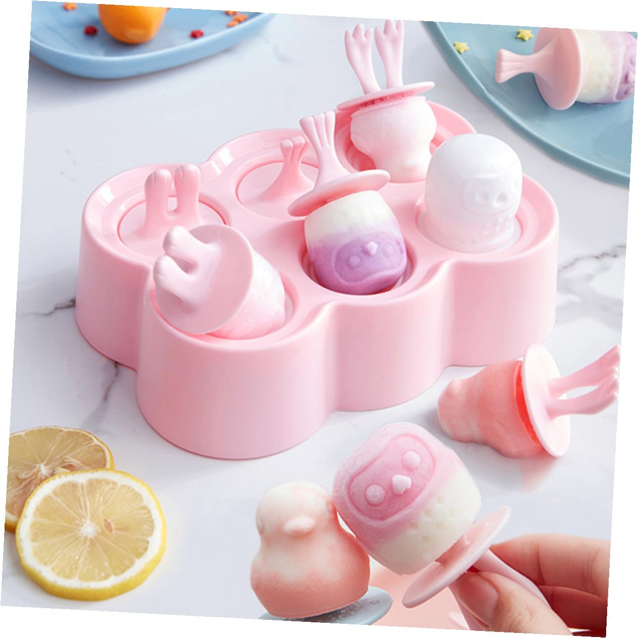 4 juegos Moldes de Silicona para Helados DIY Moldes de Animales para Polos Cubitos de Hielo y Yogur y Prácticos para Verano