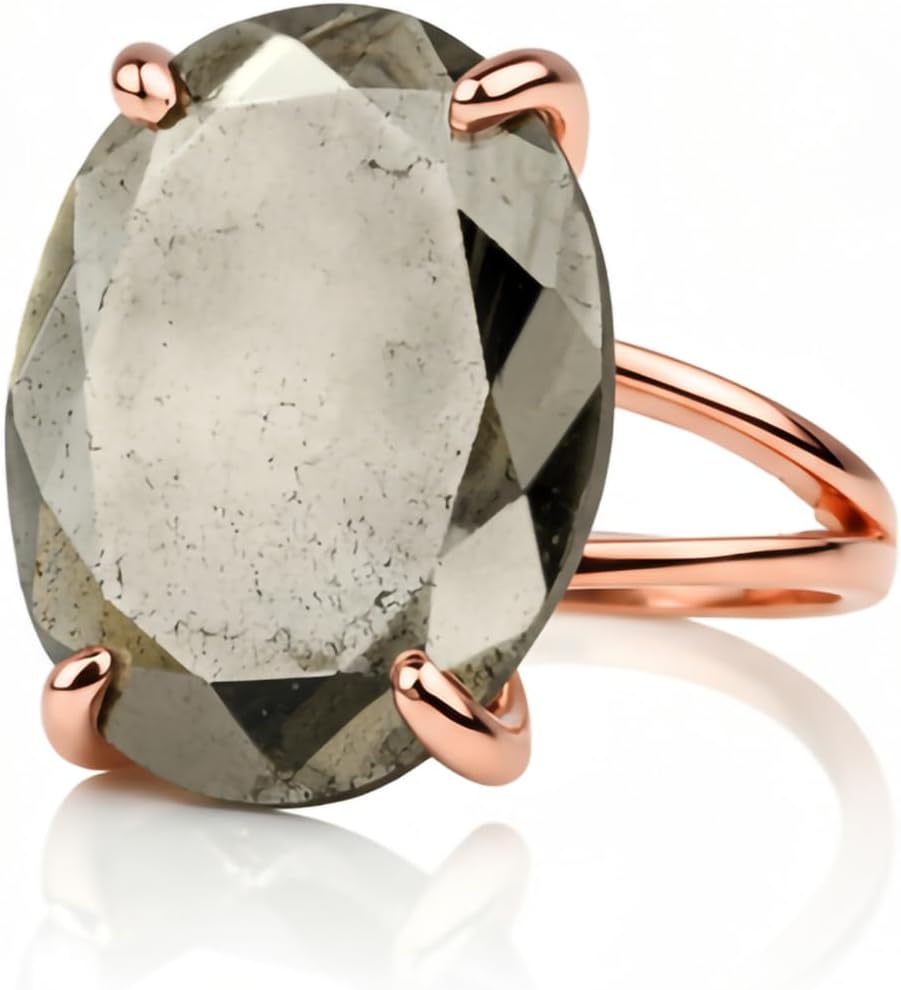 Pyrite Ring - Vintage Stone Rings in Sterling Silver - Gemstone Ring for Fashion for Birthday, Wedding Anniversary, Graduation, Christmas, Valentines Day - Custom Ring Size