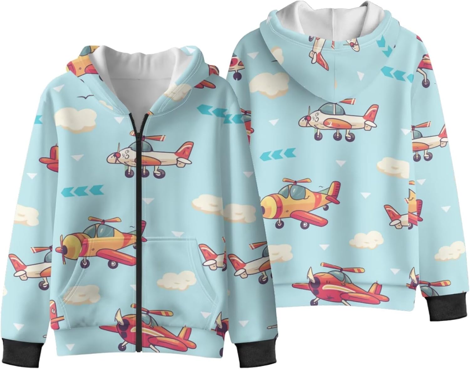 Kids Cardigan Hoodie, Soft Athletic Sweatshirt Fashion Cozy Winter Jacket with Kangaroo Pocket for Boy Girls S ~ XL