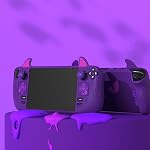 PlayVital Cute Demon Protective Case for Steam Deck LCD & OLED, Kawaii Anti-Slip Protector for Steam Deck OLED with Thumb Grip Caps & Trackpads Stickers & Back Button Enhancement Set - Purple