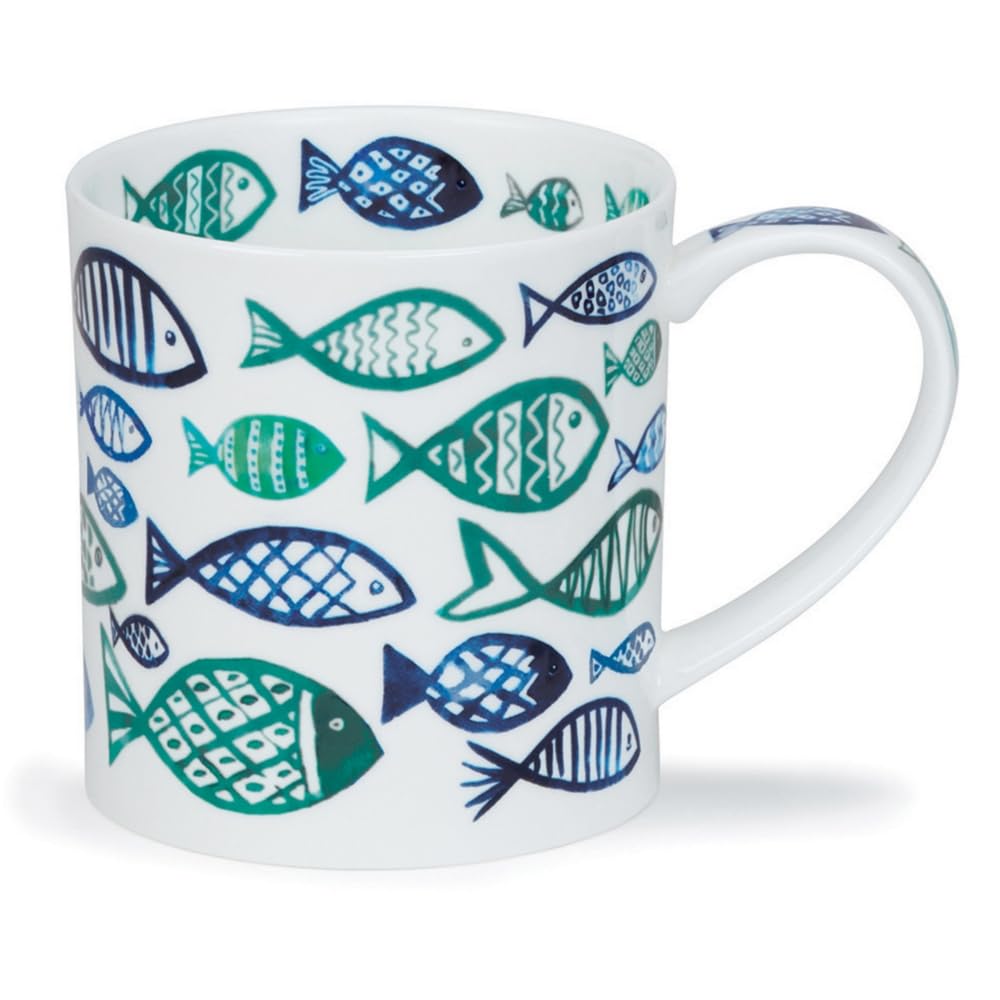 Mug en porcelaine fine motif poisson Dunoon Orkney Blue Shoal pour vos moments de détente