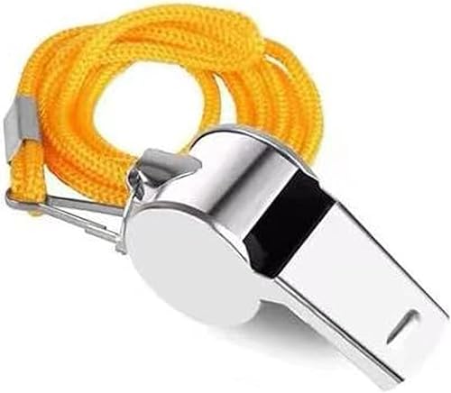 Miniatura 4 de Silbatos deportivos de acero inoxidable con sonido fuerte y nítido con cordón, silbatos ideales para árbitros, entrenadores