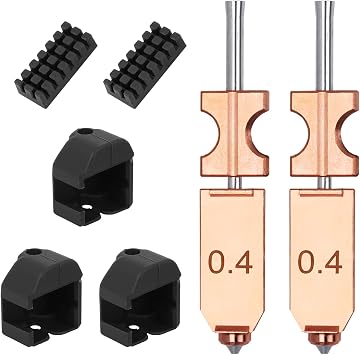 2PCS 0.4MM Upgraded Integrated Adventurer 5X Nozzle | Compatible with Flashforge AD5X 3D Printer Hotend Heating Block Part, Extra 3PCS Silicone Sock and 2PCS Nozzle Brush