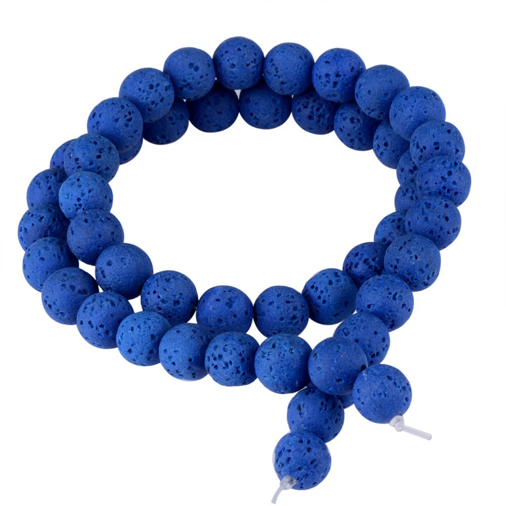 Blue Round 8mm Lava Beads For Jewelry Making - Natural Stone Beads For Bracelets & Essential Oil Diffusion
