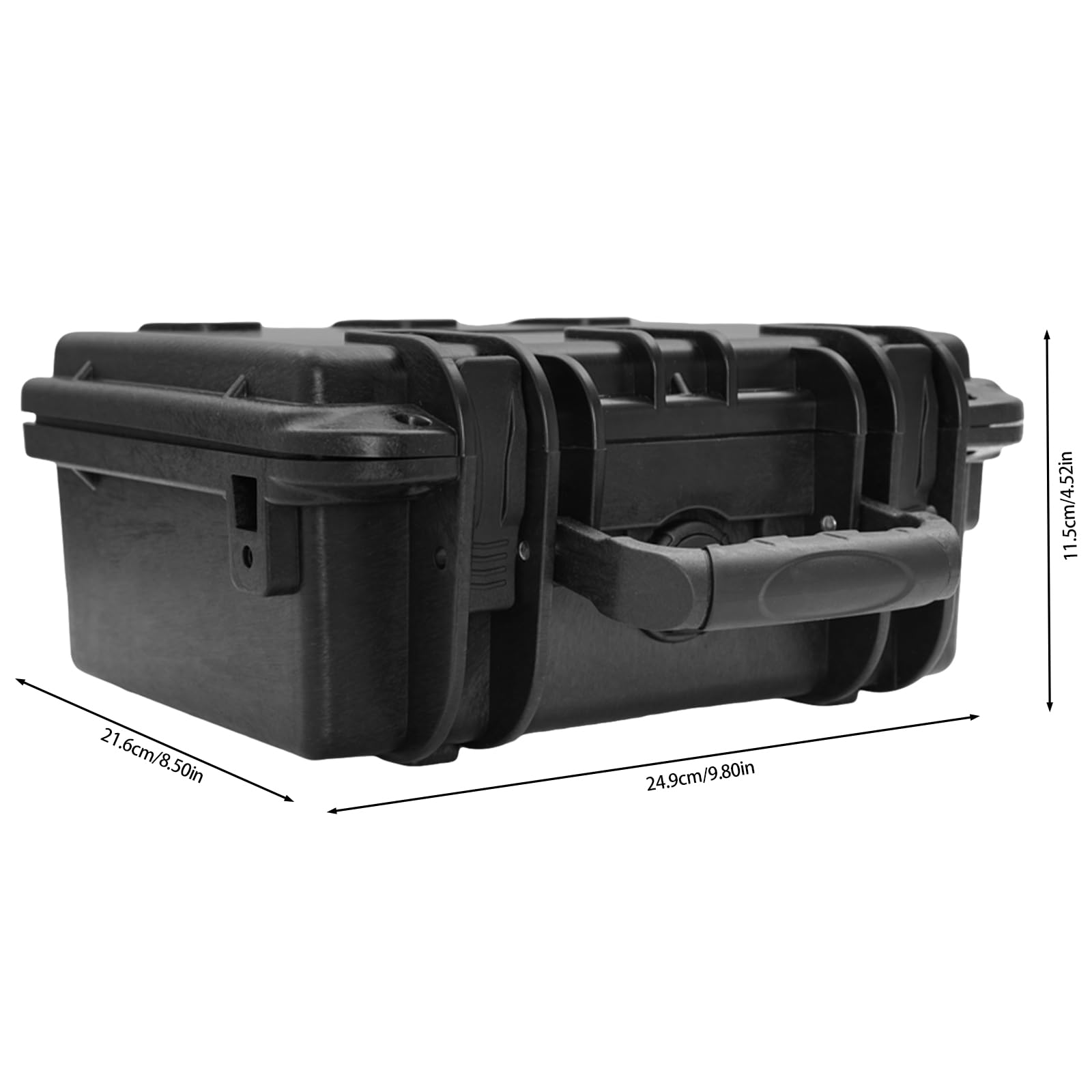 Custodia rigida portatile impermeabile con 2 strati di spugna, piccola valigetta per il trasporto esterno universale, custodia per fotocamera DSLR, obiettivo e videocamera, Nero , Valigia