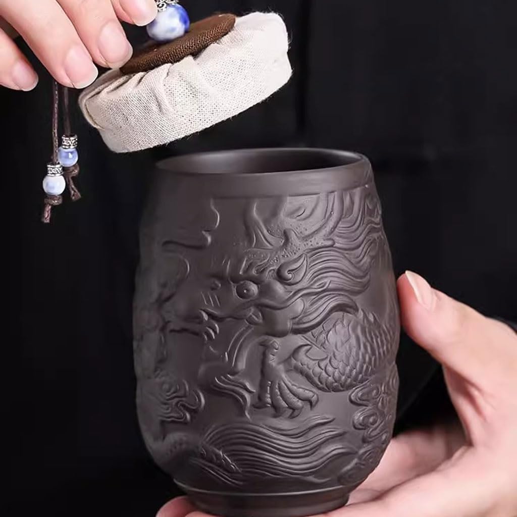 Organizador de Bolsitas de Té Lata de té de arcilla púrpura, lata de almacenamiento de té sellada for el hogar, lata de té pequeña portátil, almacén de té Organizador de Té Contenedor de Almacenamient