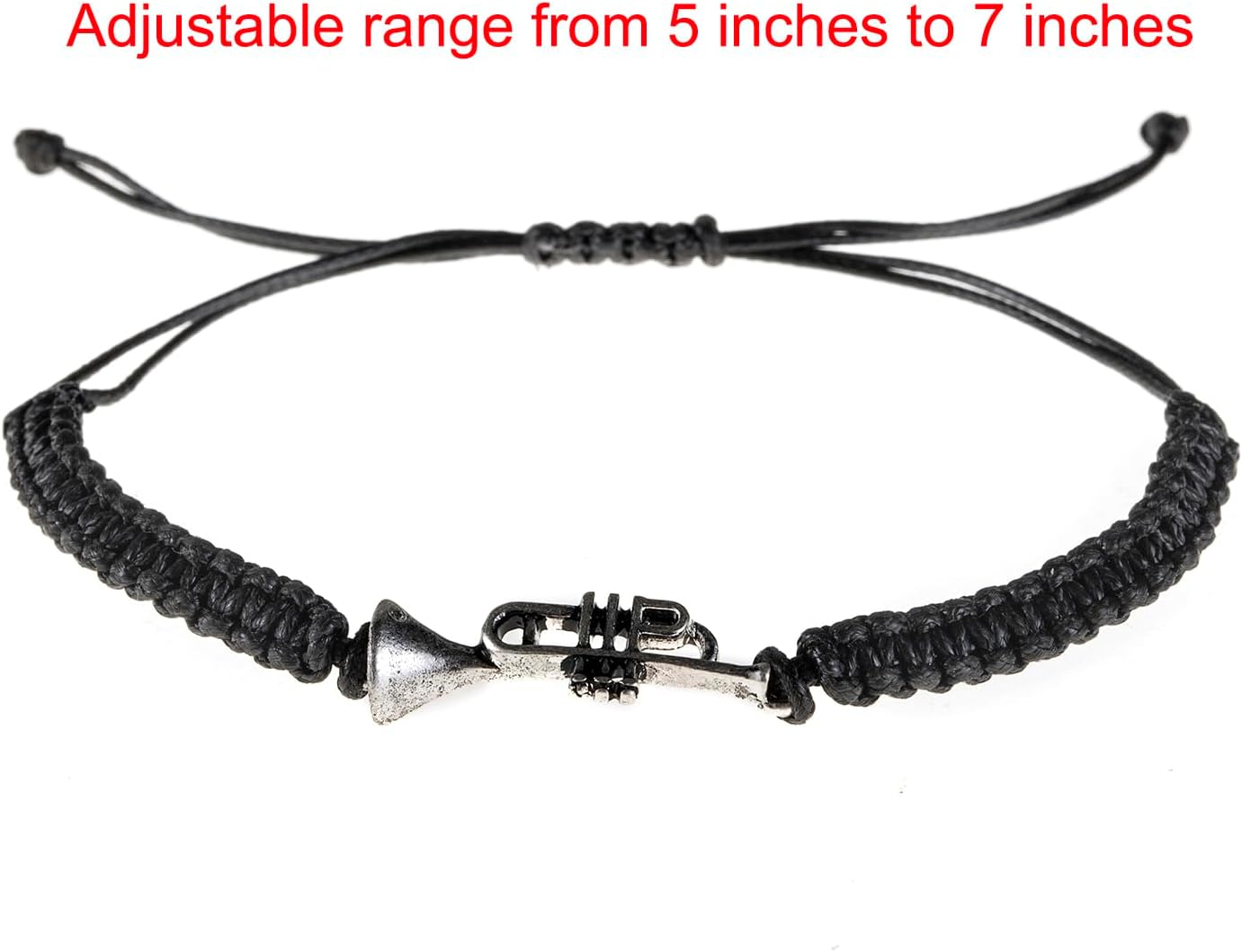 Black Nylon Classic Trumpet Bracelet–Music Lover Gift Collection, Music Jewelry, Trumpet Gifts, Gift for Musicians - Image 2