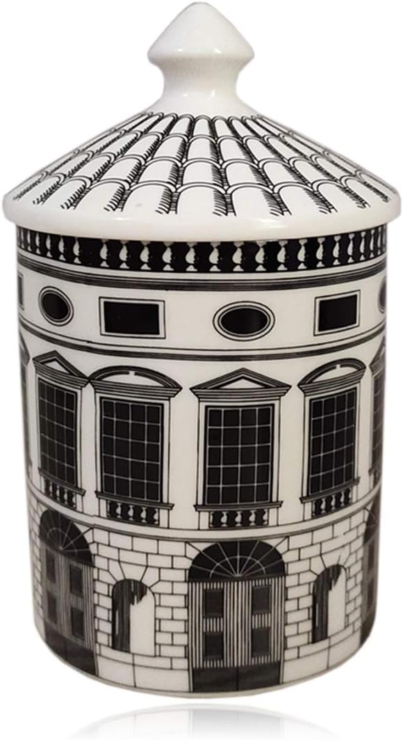Nordic Neuschwanstein Castle Jar Geometric Lines House Model Cotton Swab Canister White Black Color