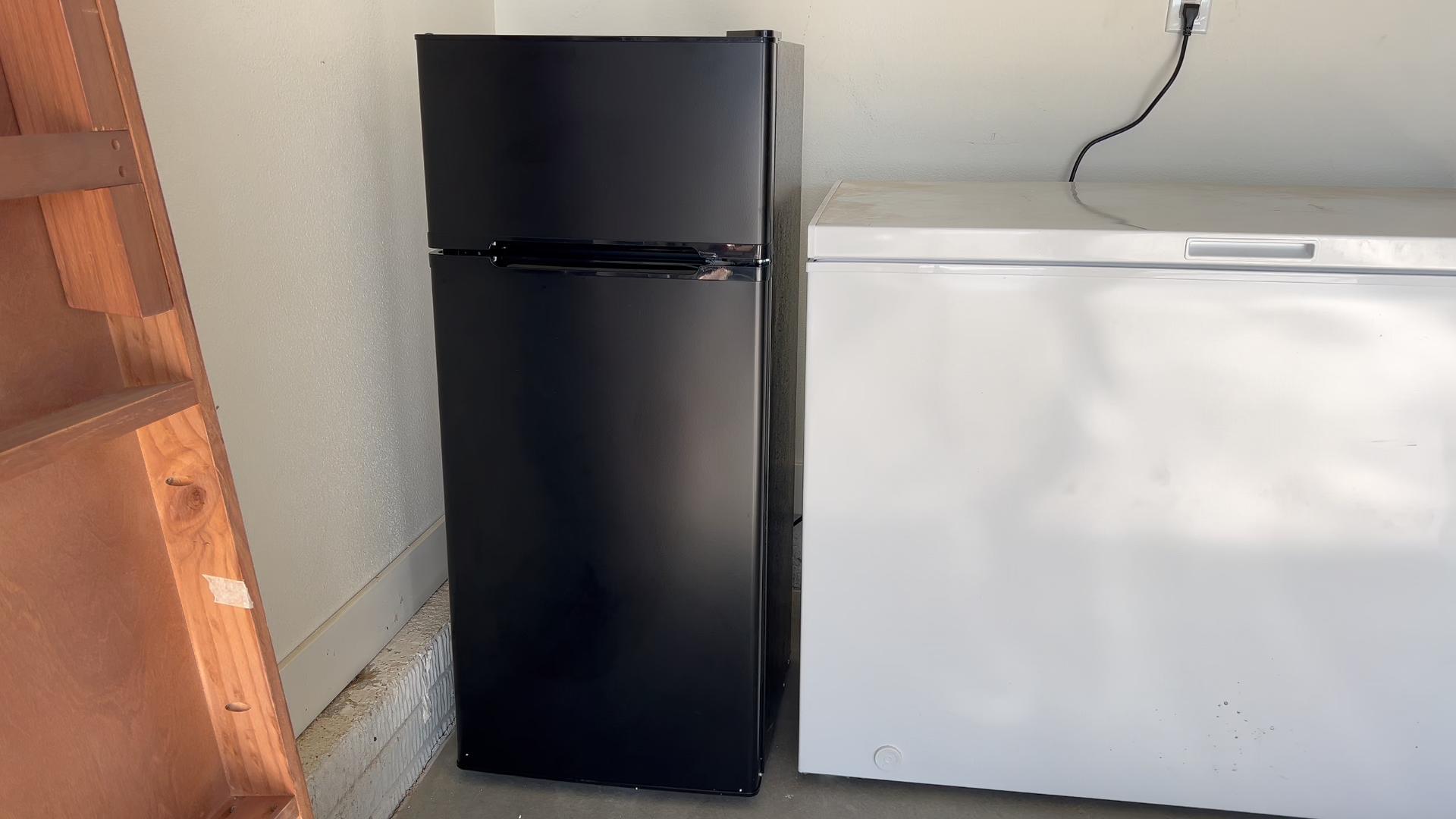 Image of COWSAR 4.5 Cu.Ft Dorm Fridge With Freezer, 2-Door Compact Refrigerator With 2 Removable Shelves, 3 Level Adjustable Thermostat, Commercial Office Fridge for Bedroom, Kitchen, Apartment, Dorm, Grey