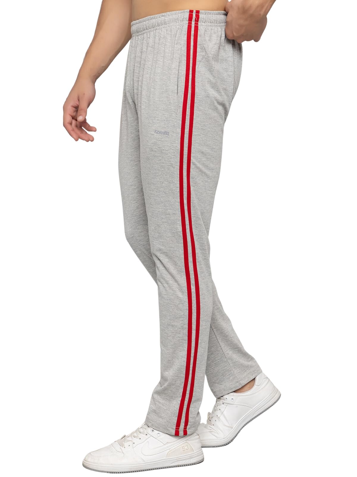 Men's Track Pants with Side Stripes, Cotton, Regular Fit, Elastic Waist, Running & Gym-picture-51