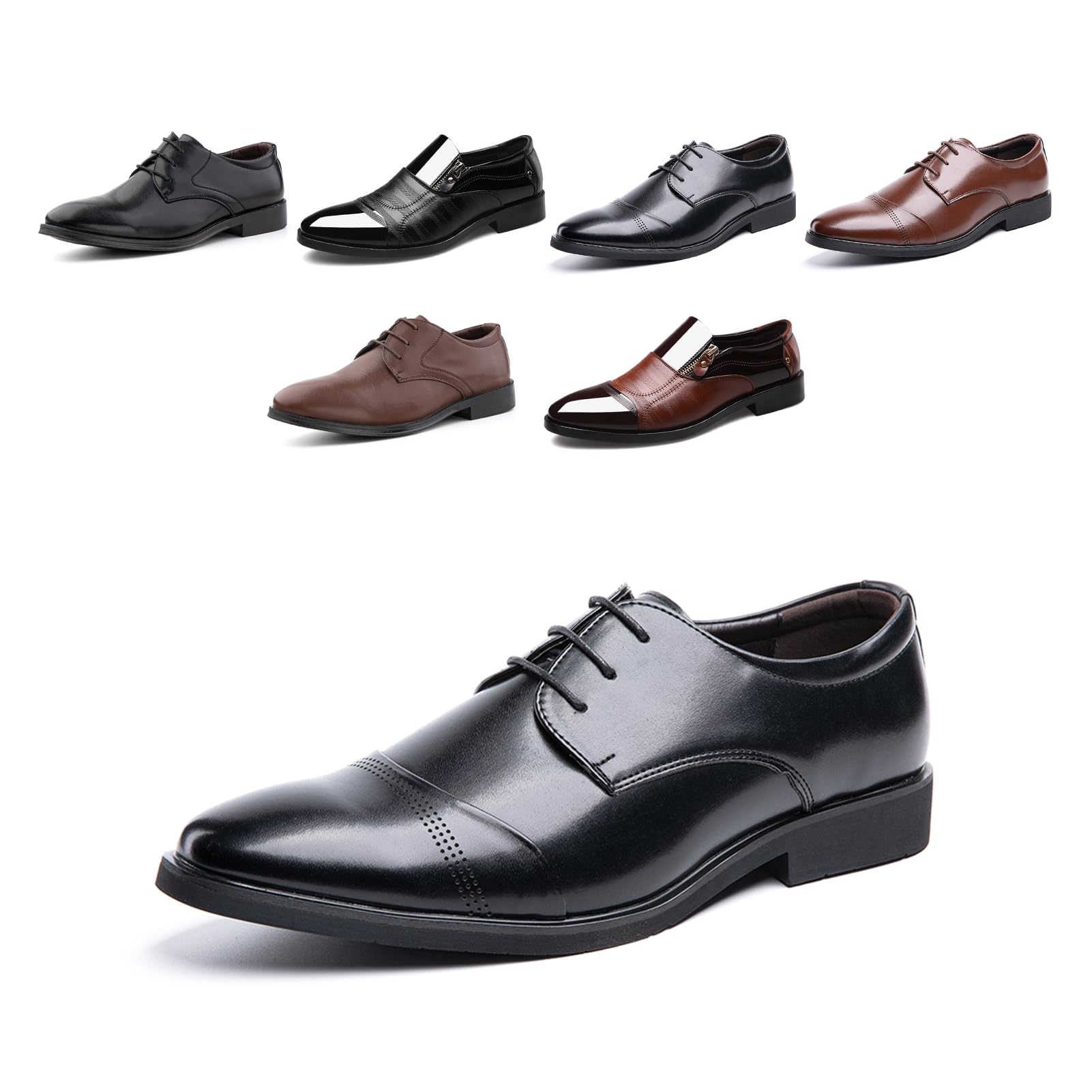 Derby Buty Oxford Męskie sznurowane buty sukienka buty z niskim obcasem buty lakierowana skóra robocza formalna panna młoda czarne brązowe EU 37-48, G Xz701 czarny, 47 EU