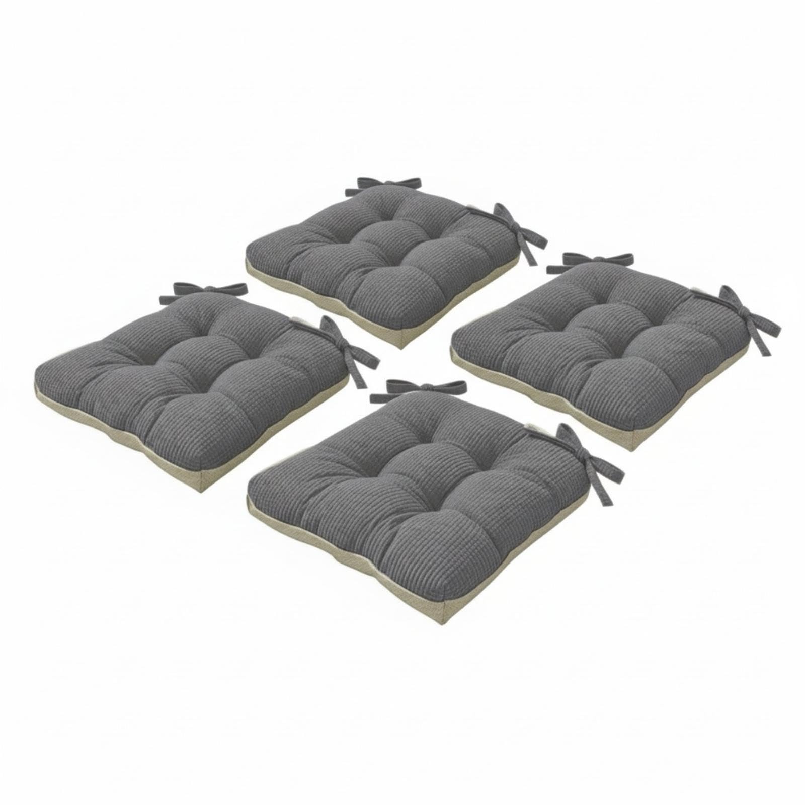 Coussin de chaise doux et épais lot de 4 galettes de siège grises confort cocooning