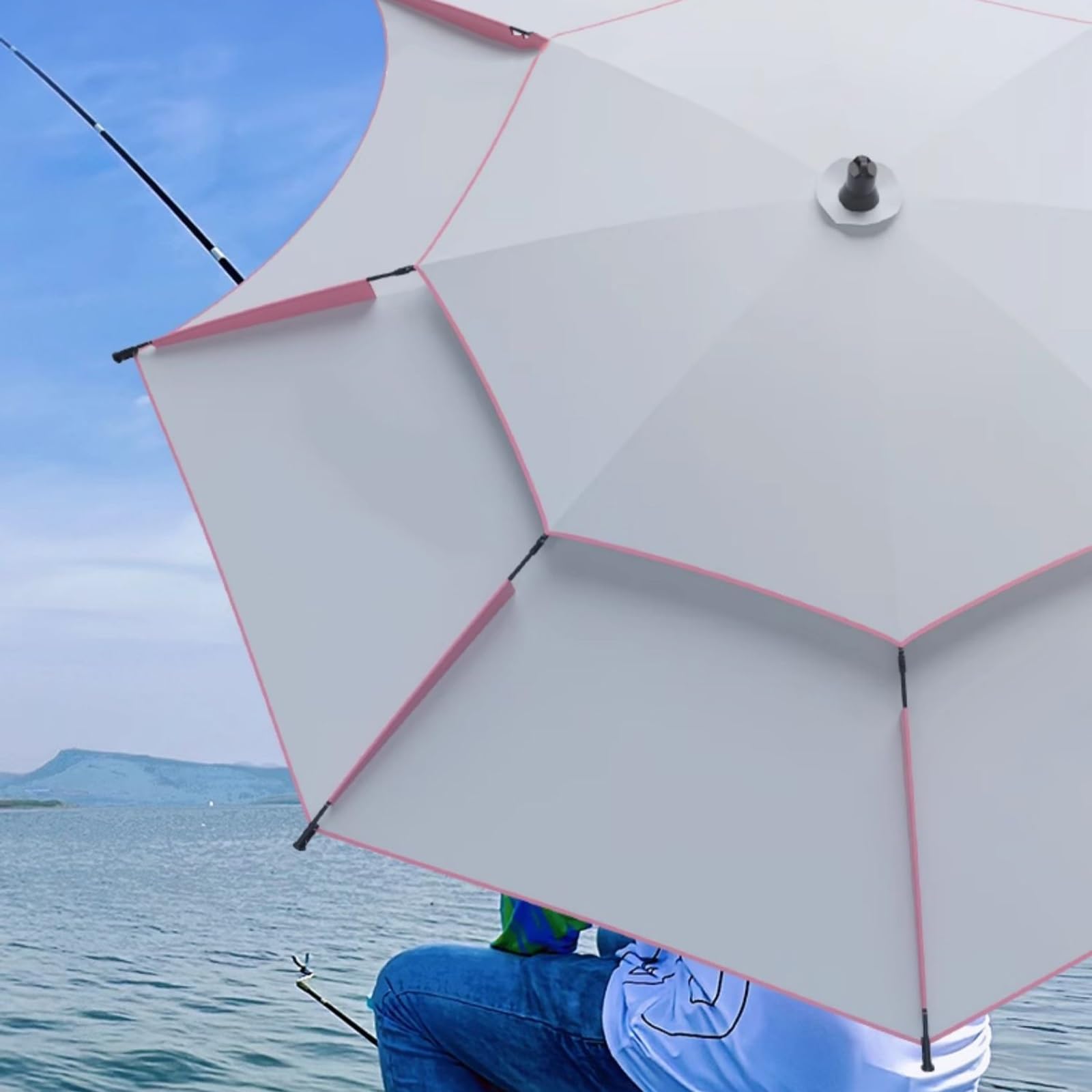 Parasol wędkarski łatwy podnoszenie korby obracany o 360° parasol przeciwsłoneczny na zewnątrz, odporny na wiatr, trwały, lekki, do ogrodu, na taras, podwórko, basen